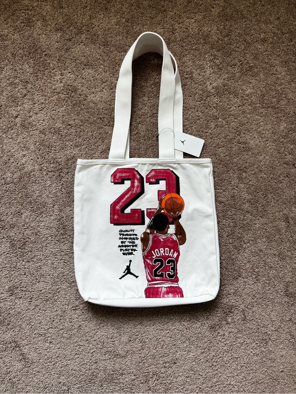 Jordan Jumpman Nike Air Canvas Carryall Tote White Graphic Print Large Logo NWT